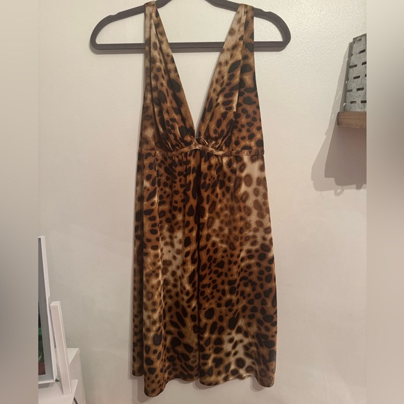 Natori Leopard Print Halter Dress Large - Picture 2 of 3